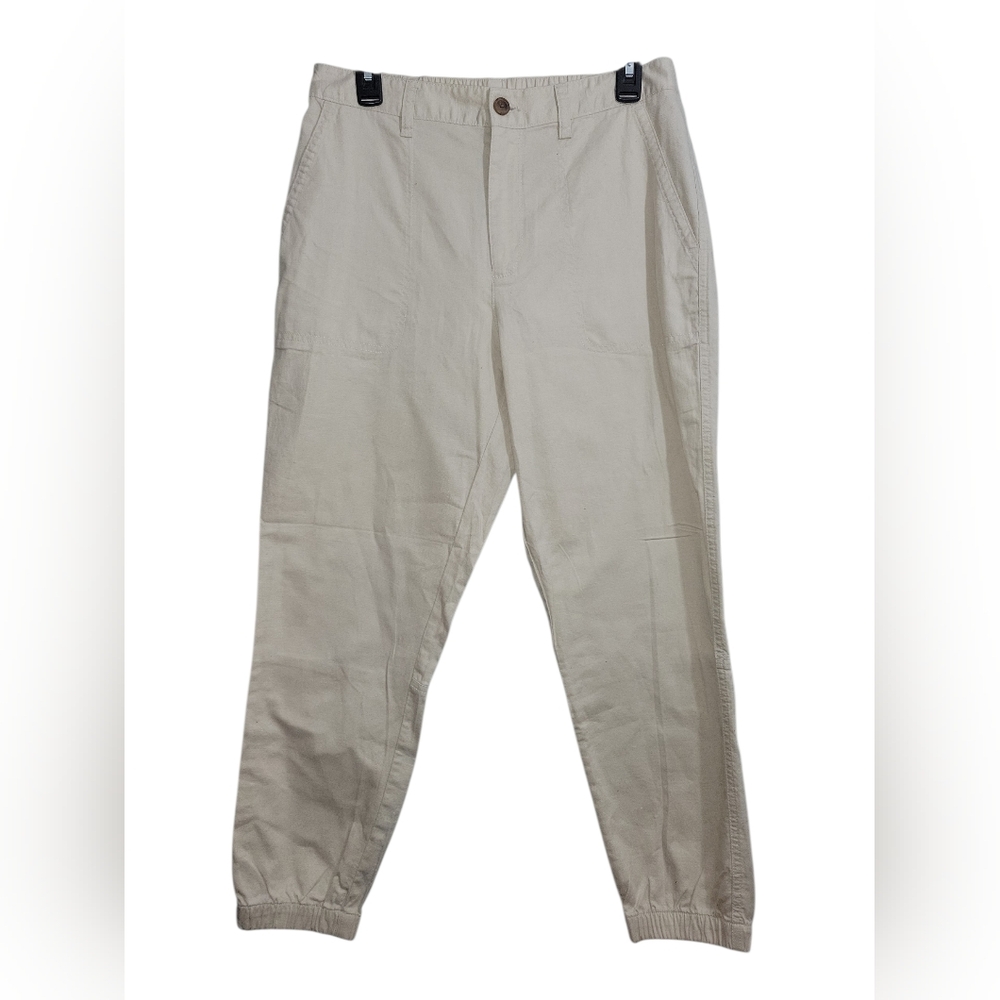 NWOT GAP Girlfriend Jogger Pants Size 10 Khaki Beige 100% Cotton Elastic Waist